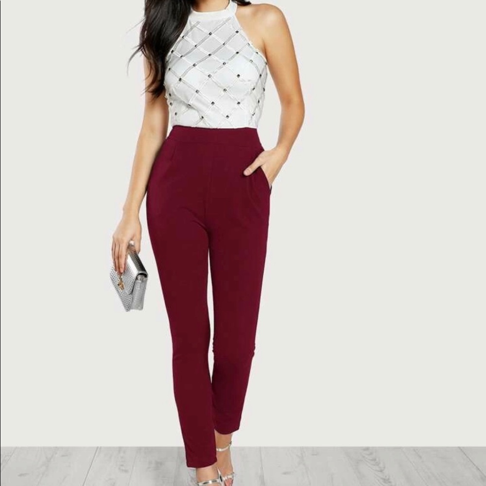 Zip back halter pocket jumpsuit